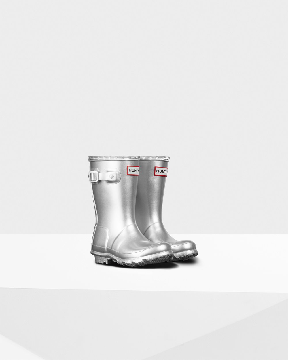 Hunter Original Little Metallic Rain Boots - Online Sale Kids Silver - FPKORL048